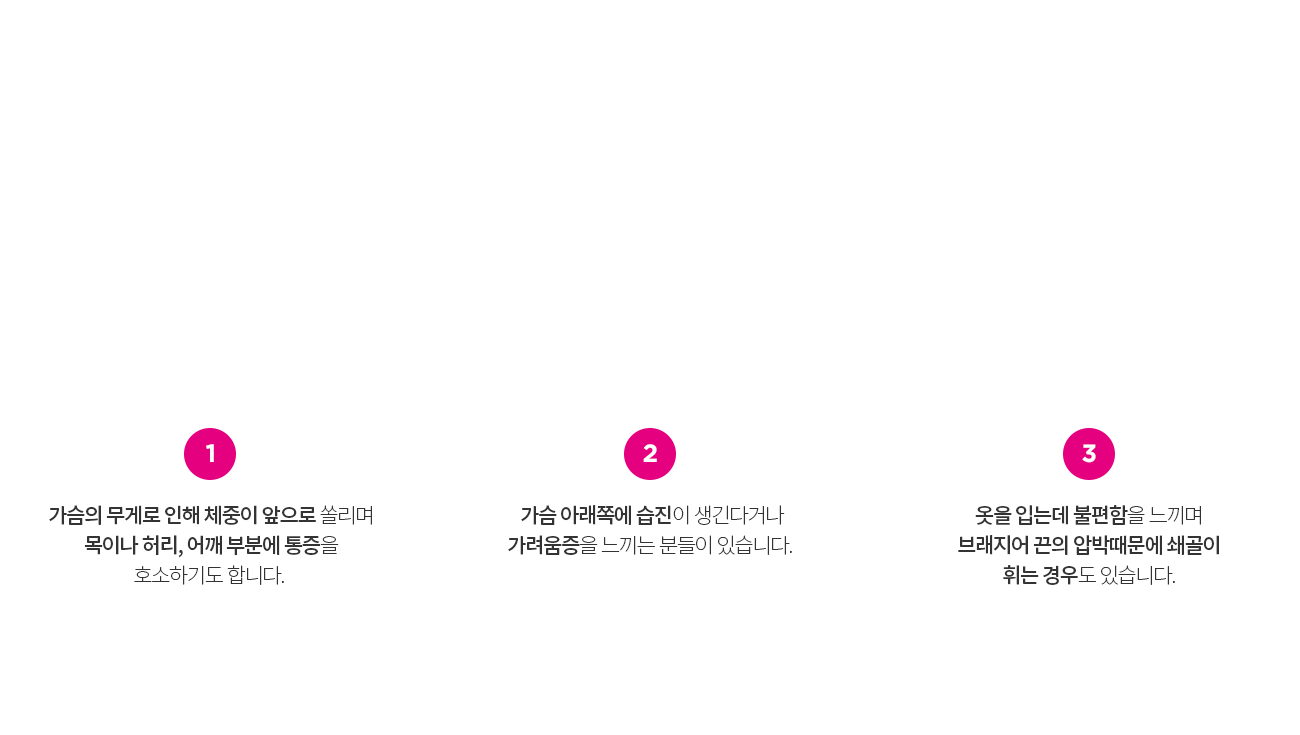 가슴축소를 원하는 여성들이 느끼는 불편함